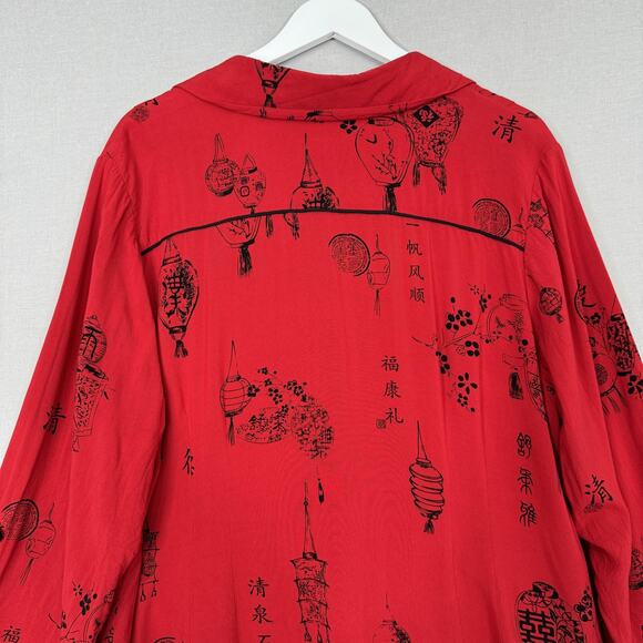 Soft Surroundings Shirt Womens 2X Red Pagoda Lantern Tunic Top Oriental Asian - Picture 8 of 14